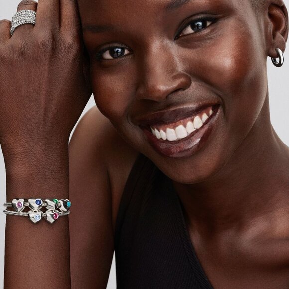 Pandora Engravable Blue Stone Heart Charm - Picture 4 of 6